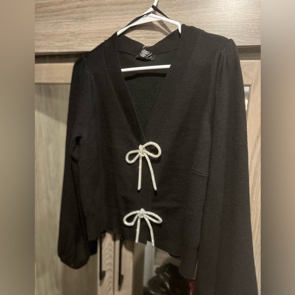 Rachel Zoe Sparkly Bow Cardigan - Picture 6 of 9